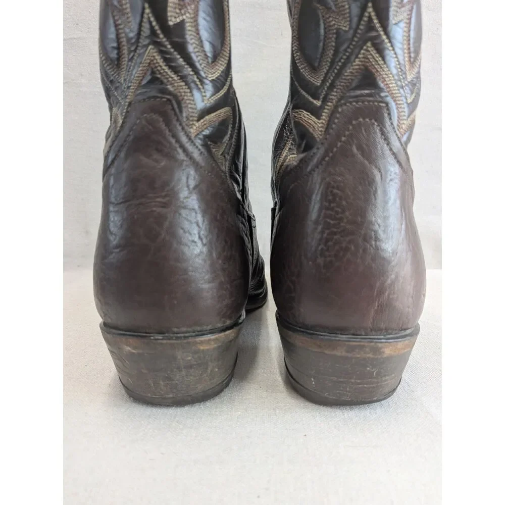 Western Cowboy Heritage 10.5D Tony Lama 6903 Leather Boots Brown Black